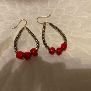 COPY - Barse Red and Bronze Drop Earrings!  EUC!
